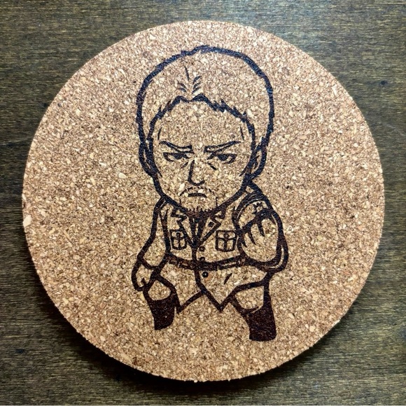 Other - Attack On Titan Reiner Braun Chibi Style Laser Engraved Cork Coaster